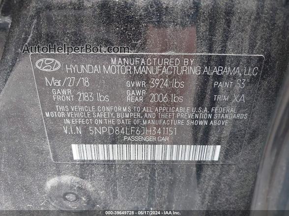 2018 Hyundai Elantra Sel Black vin: 5NPD84LF6JH341151
