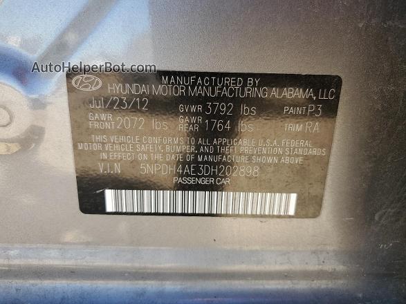 2013 Hyundai Elantra Gls Gray vin: 5NPDH4AE3DH202898