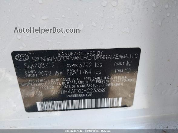2013 Hyundai Elantra Gls White vin: 5NPDH4AEXDH223358