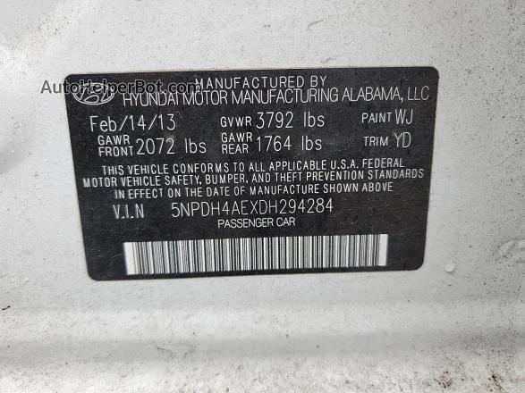 2013 Hyundai Elantra Gls White vin: 5NPDH4AEXDH294284
