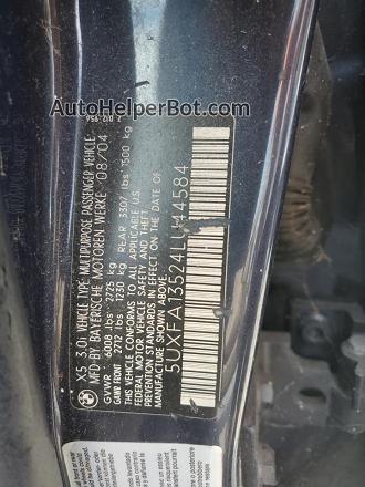 2004 Bmw X5 3.0i Blue vin: 5UXFA13524LU44584