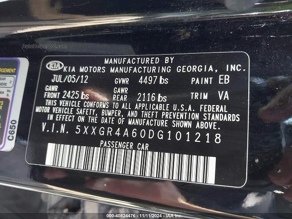 2013 Kia Optima Sx Black vin: 5XXGR4A60DG101218