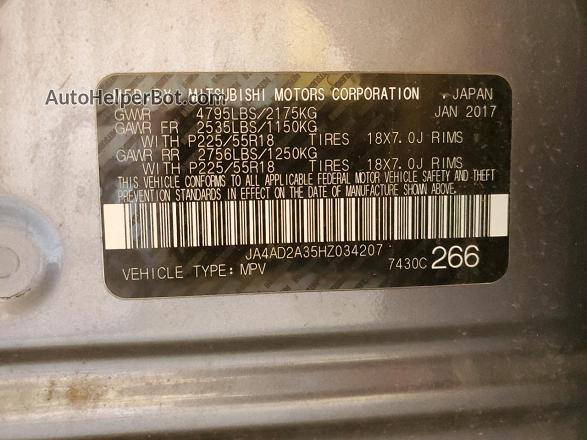 2017 Mitsubishi Outlander Es Gray vin: JA4AD2A35HZ034207