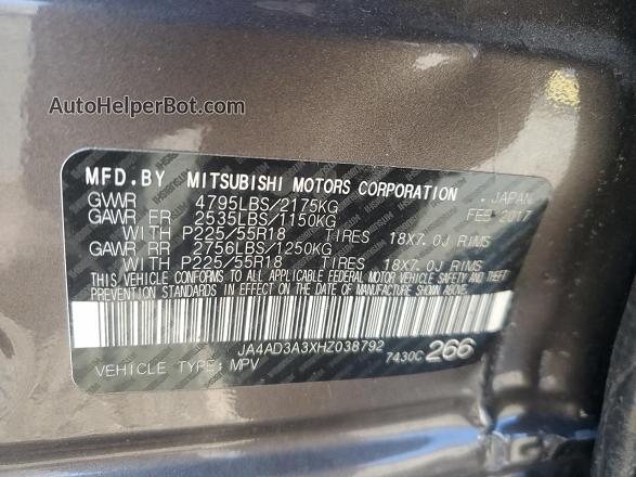 2017 Mitsubishi Outlander Se Золотой vin: JA4AD3A3XHZ038792