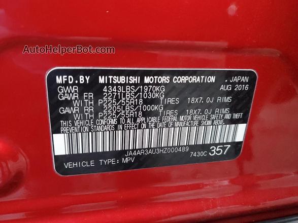 2017 Mitsubishi Outlander Sport Es Red vin: JA4AR3AU3HZ000489