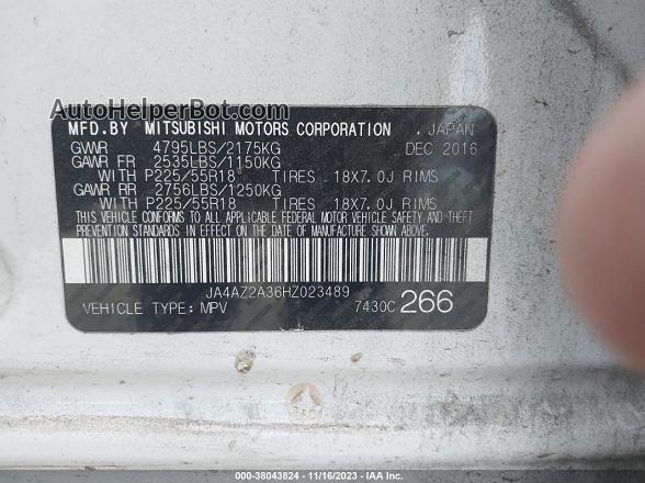 2017 Mitsubishi Outlander Es Белый vin: JA4AZ2A36HZ023489