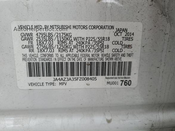 2015 Mitsubishi Outlander Se Белый vin: JA4AZ3A35FZ008405