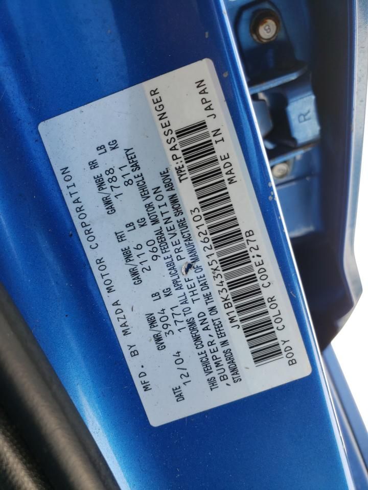 Price & History 2005 Mazda 3 Hatchback 2.3l 4 vin