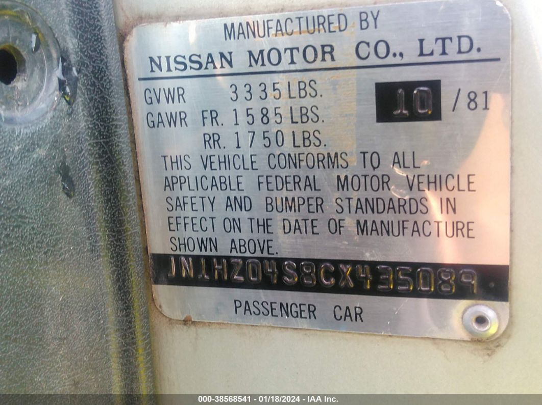 Price & History 1982 Datsun 280zx 2.7l I6 Fi F vin