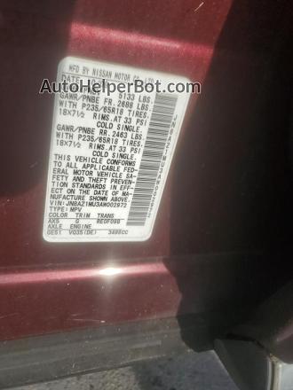 2010 Nissan Murano S Бордовый vin: JN8AZ1MU3AW002972