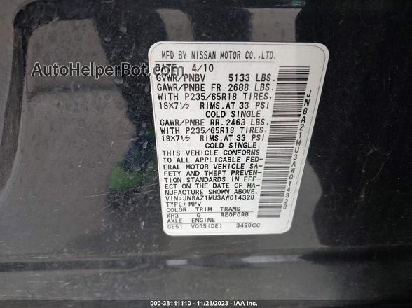 2010 Nissan Murano Sl Black vin: JN8AZ1MU3AW014328