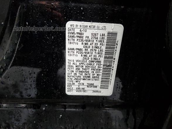 2010 Nissan Murano S Black vin: JN8AZ1MW7AW127457