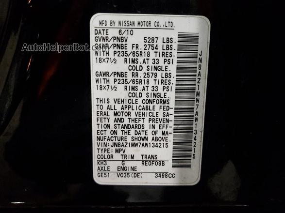 2010 Nissan Murano S Black vin: JN8AZ1MW7AW134215