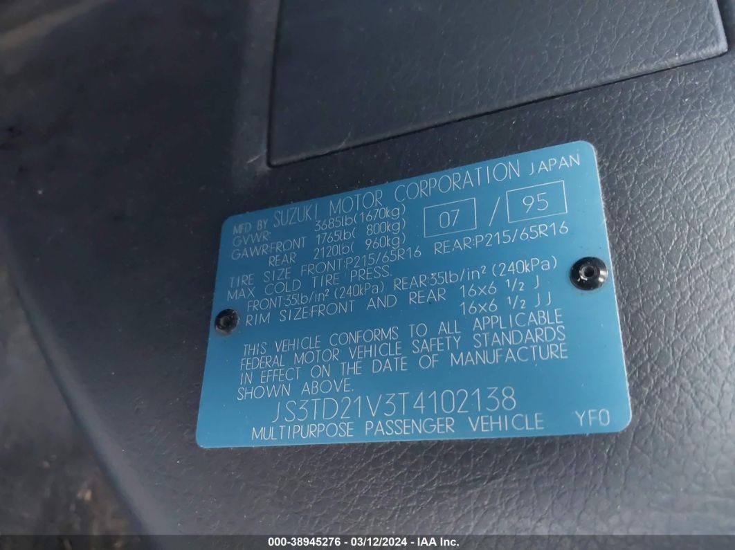 Price & History 1996 Suzuki Sidekick Sport Jx/sport Jlx 1.8l I4 Fi