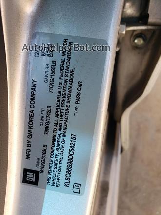 2013 Chevrolet Spark Ls Silver vin: KL8CB6S98DC542157