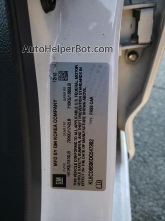 2013 Chevrolet Spark 1lt White vin: KL8CD6S96DC547982