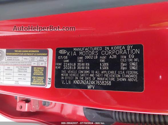 2019 Kia Soul   Red vin: KNDJN2A24K7658268