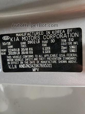 2019 Kia Soul  Silver vin: KNDJN2A2XK7695311