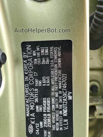 2012 Kia Soul  Green vin: KNDJT2A5XC7467021