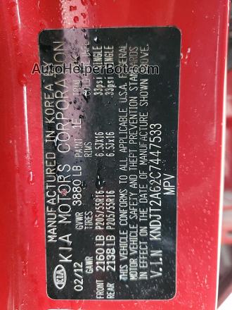 2012 Kia Soul + Red vin: KNDJT2A62C7447533