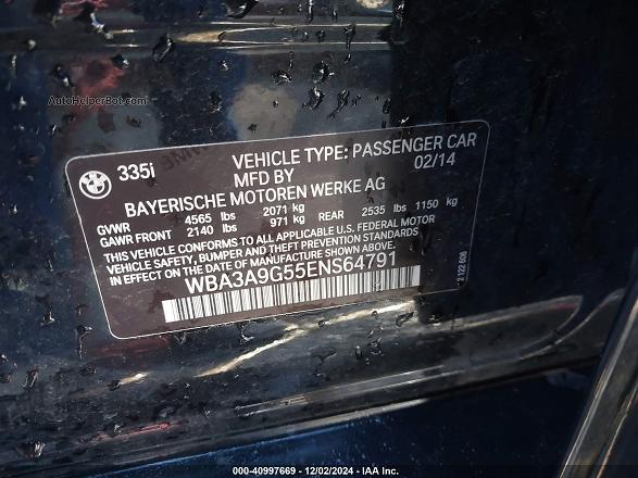 2014 Bmw 335i   Black vin: WBA3A9G55ENS64791
