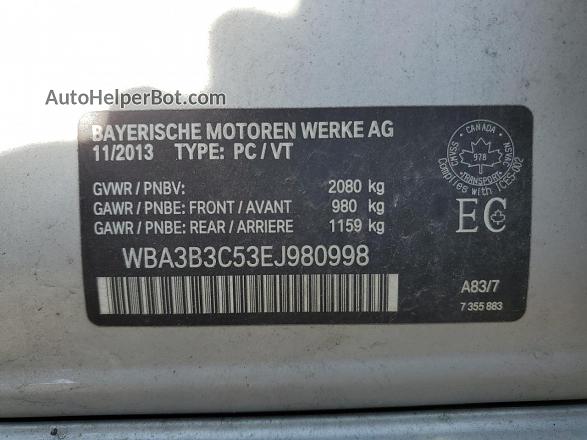 2014 Bmw 328 Xi Silver vin: WBA3B3C53EJ980998