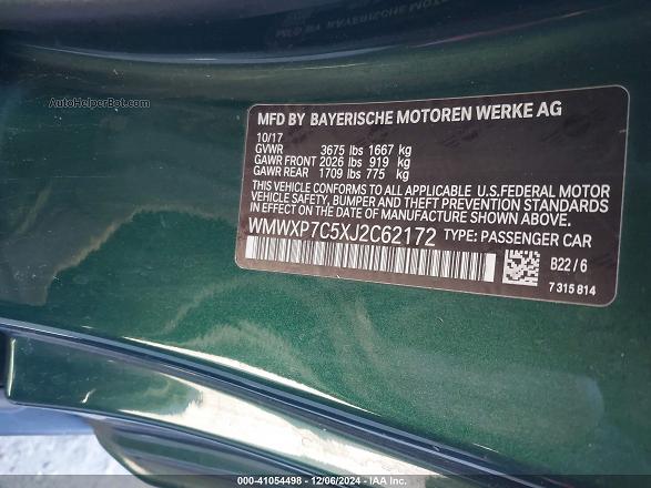 2018 Mini Cooper S Green vin: WMWXP7C5XJ2C62172